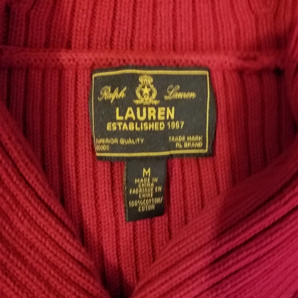 Lauren Ralph Lauren Red Ribbed Cotton Sweater Vintage Christmas 🎄 - Picture 6 of 6